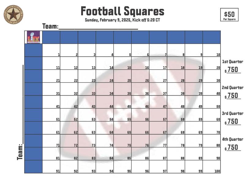 SOLD OUT Super Bowl Squares